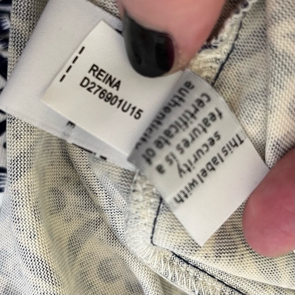 DVF Navy & Off White Silk Printed Reina Tunic Dress - Picture 8 of 10